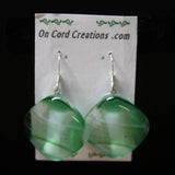 fused glass green and clear dangle earrings