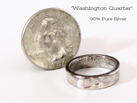 Silver Quarter Coin Rings