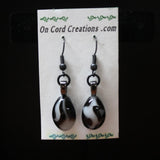 fused glass dangle earrings black and white